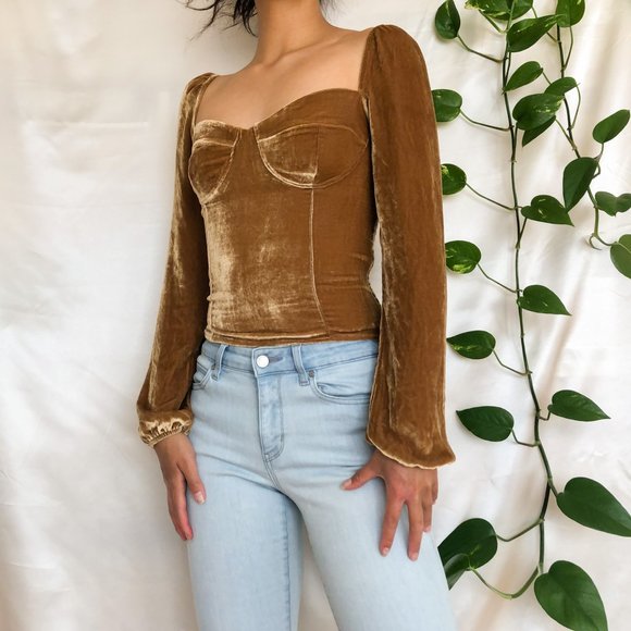 Reformation Gold Velvet Blouse - Picture 4 of 4